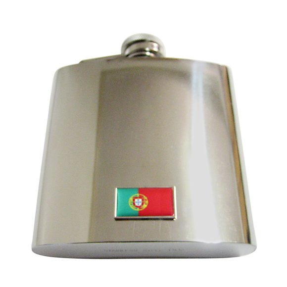 Thin Bordered Portugal Flag 6oz Flask - Picture 1 of 1